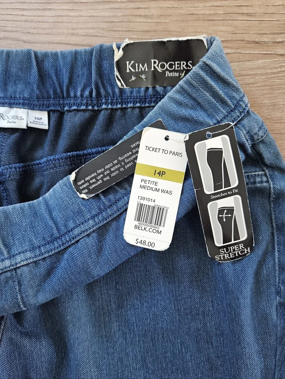 Kim Rogers Blue Stretch Denim Pants Size 14